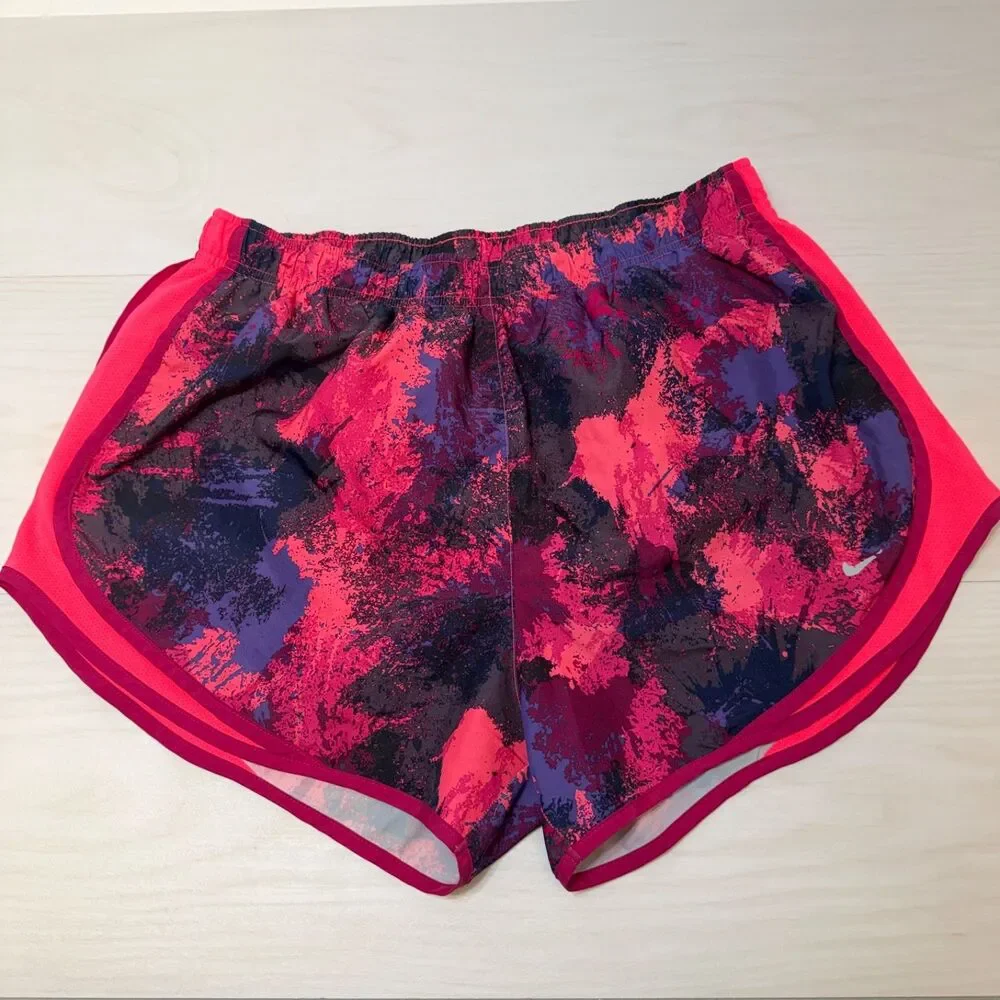 Nike Womens Shorts XL Pink Printed Lined‎ Drawstring Elastic Waist